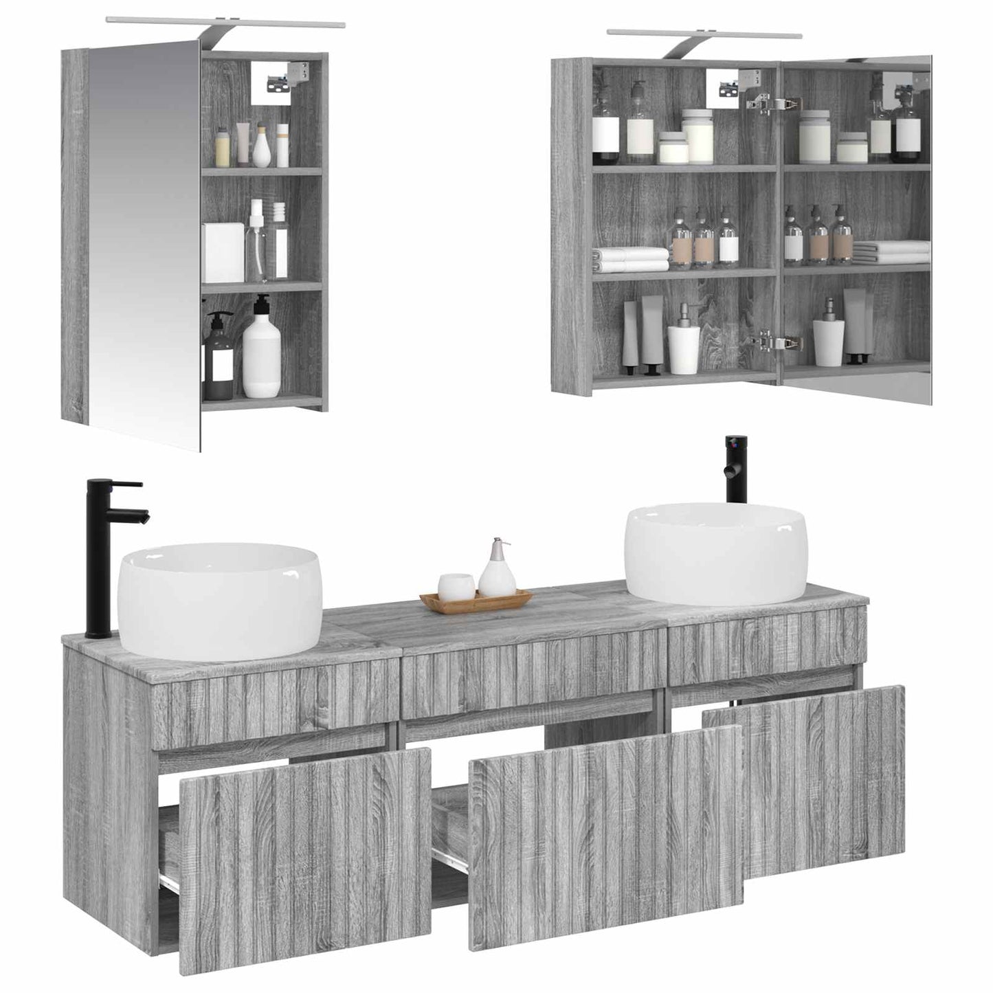Bathroom Cabinet Set 5 pcs Grey Sonoma 50 x 14.5 x 70 cm