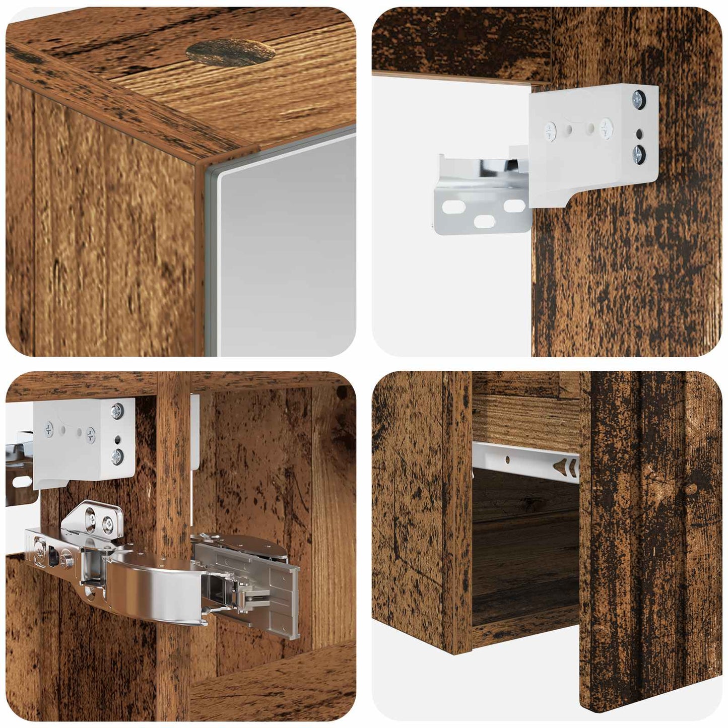 Bathroom Cabinet Set 5 pcs Old Wood 50 x 14.5 x 70 cm
