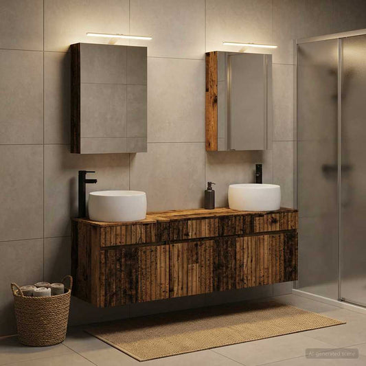 Bathroom Cabinet Set 5 pcs Old Wood 50 x 14.5 x 70 cm