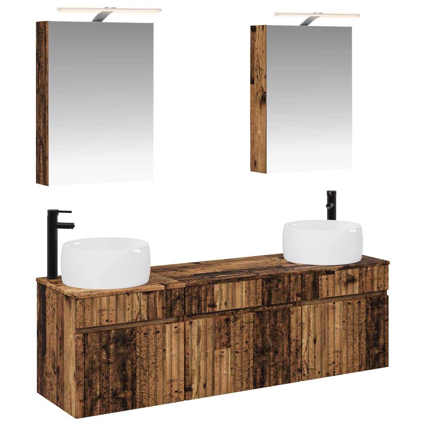 Bathroom Cabinet Set 5 pcs Old Wood 50 x 14.5 x 70 cm