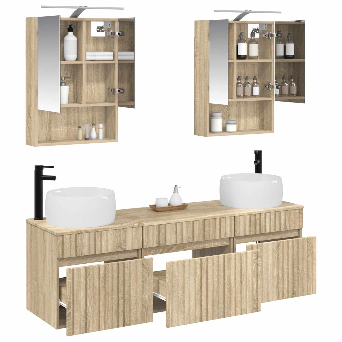 Bathroom Cabinet Set 5 pcs Sonoma Oak 50 x 14.5 x 70 cm