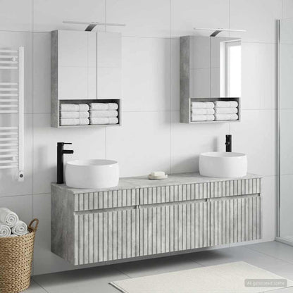 Bathroom Cabinet Set 5 pcs Concrete Grey 50 x 14.5 x 70 cm