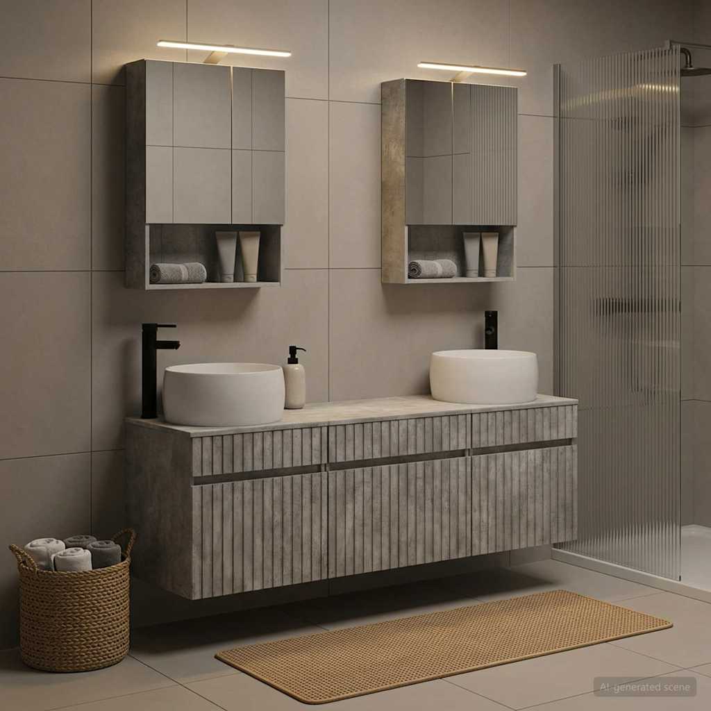 Bathroom Cabinet Set 5 pcs Concrete Grey 50 x 14.5 x 70 cm