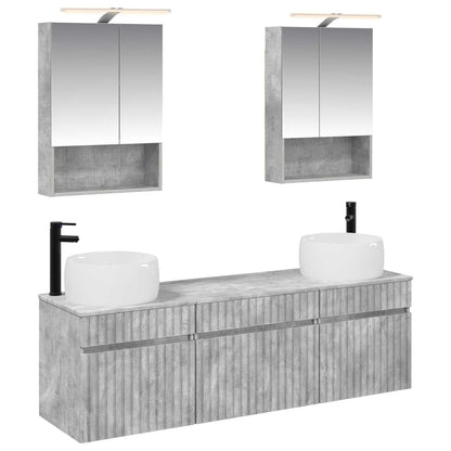 Bathroom Cabinet Set 5 pcs Concrete Grey 50 x 14.5 x 70 cm