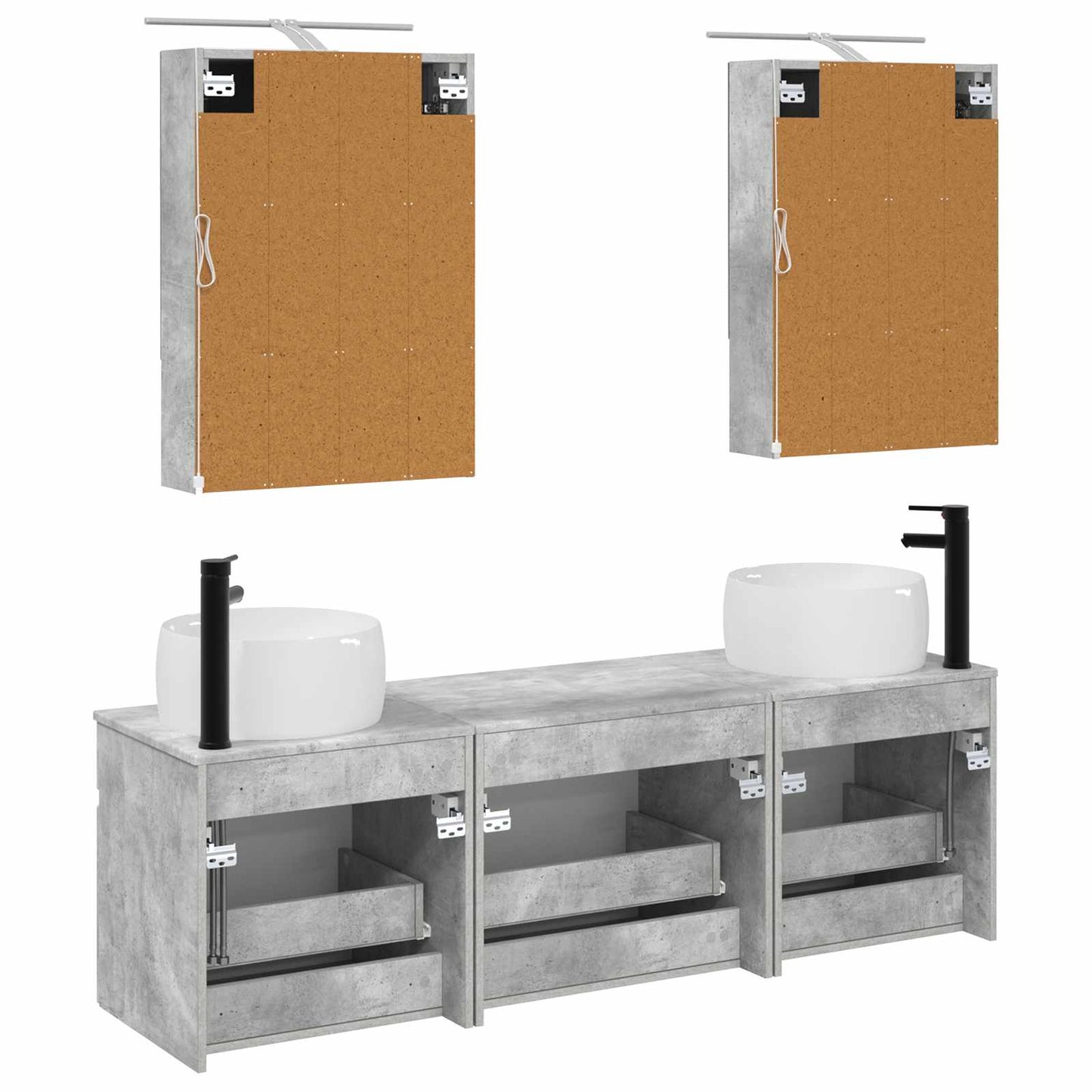 Bathroom Cabinet Set 5 pcs Concrete Grey 50 x 14.5 x 70 cm