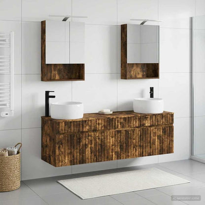 Bathroom Cabinet Set 5 pcs Smoked Oak Engineered Wood