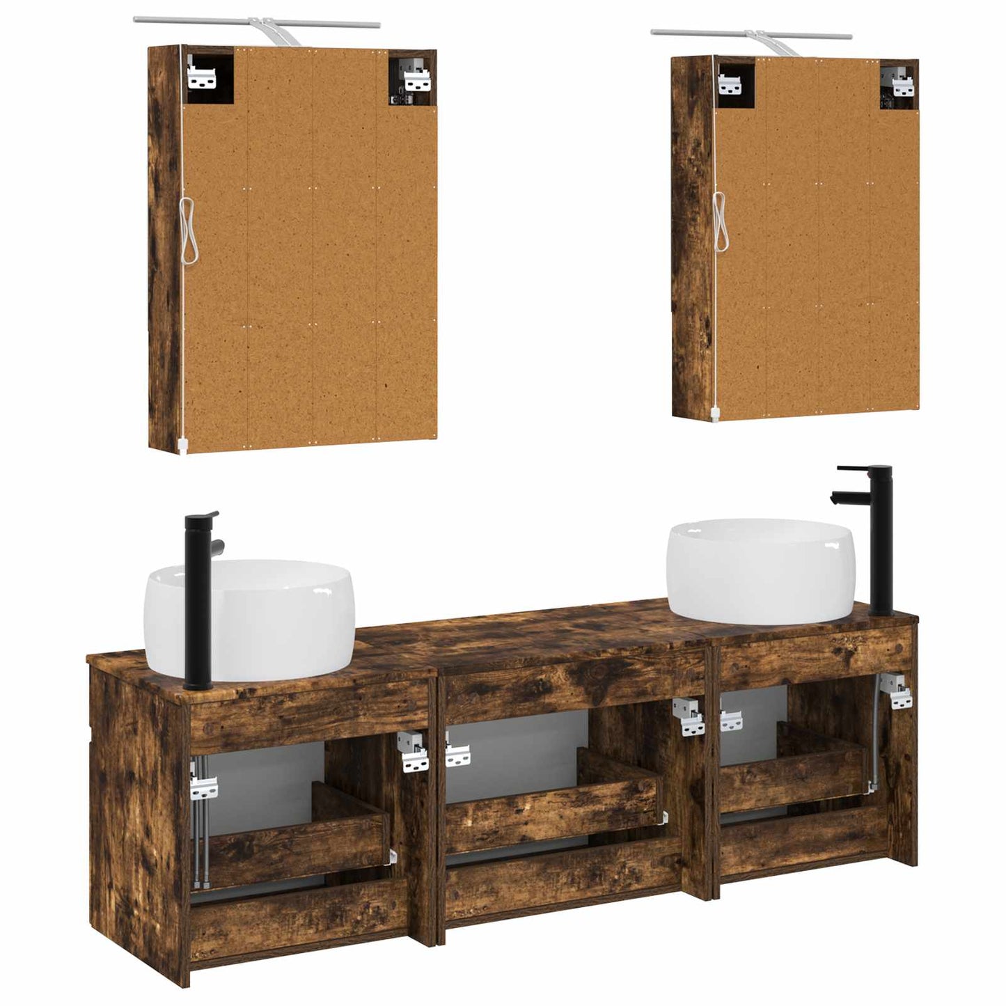 Bathroom Cabinet Set 5 pcs Smoked Oak 50 x 14.5 x 70 cm