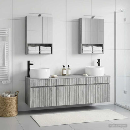 Bathroom Cabinet Set 5 pcs Grey Sonoma 50 x 14.5 x 70 cm