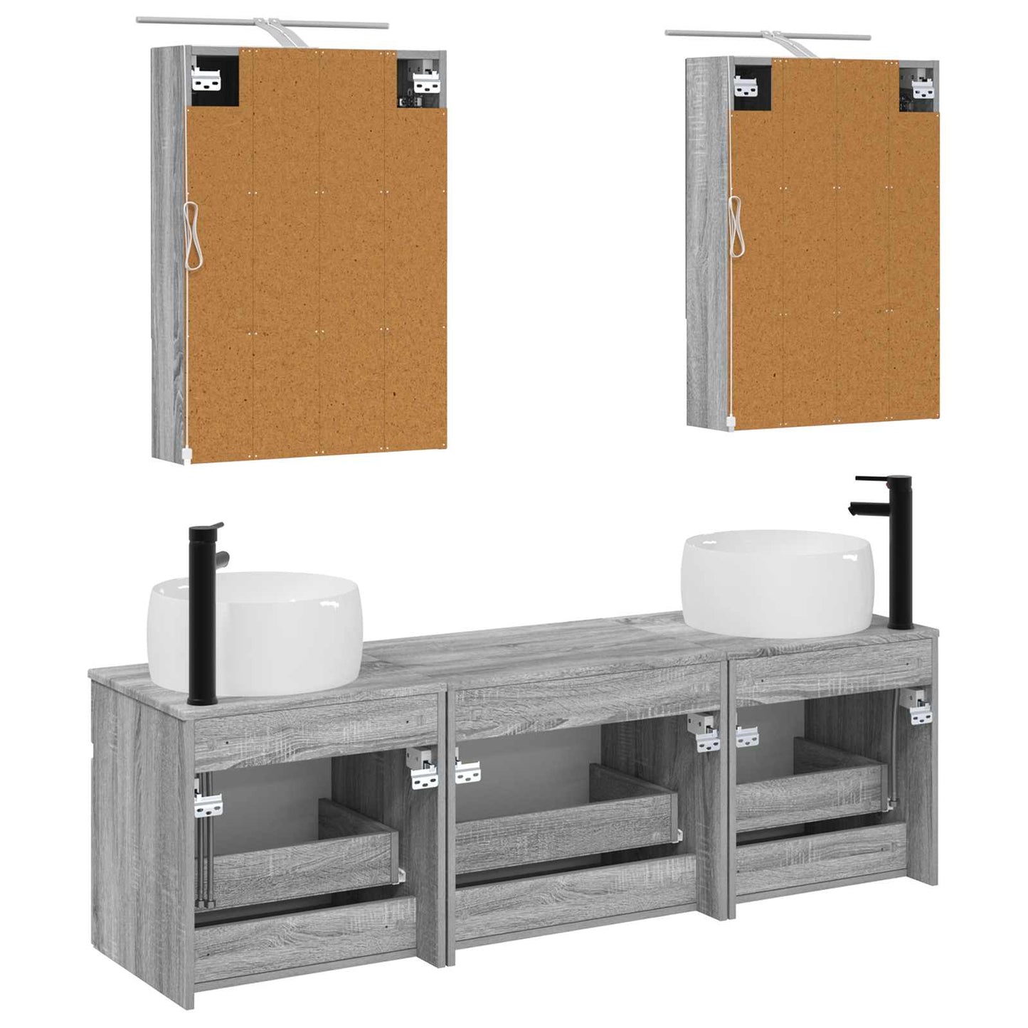 Bathroom Cabinet Set 5 pcs Grey Sonoma 50 x 14.5 x 70 cm