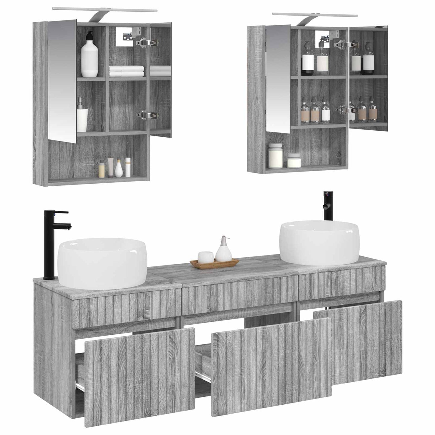 Bathroom Cabinet Set 5 pcs Grey Sonoma 50 x 14.5 x 70 cm