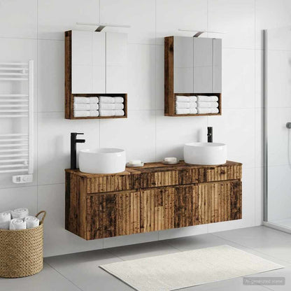 Bathroom Cabinet Set 5 pcs Old Wood 50 x 14.5 x 70 cm