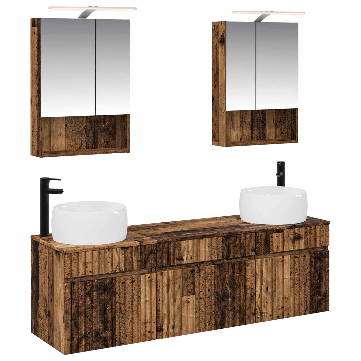 Bathroom Cabinet Set 5 pcs Old Wood 50 x 14.5 x 70 cm