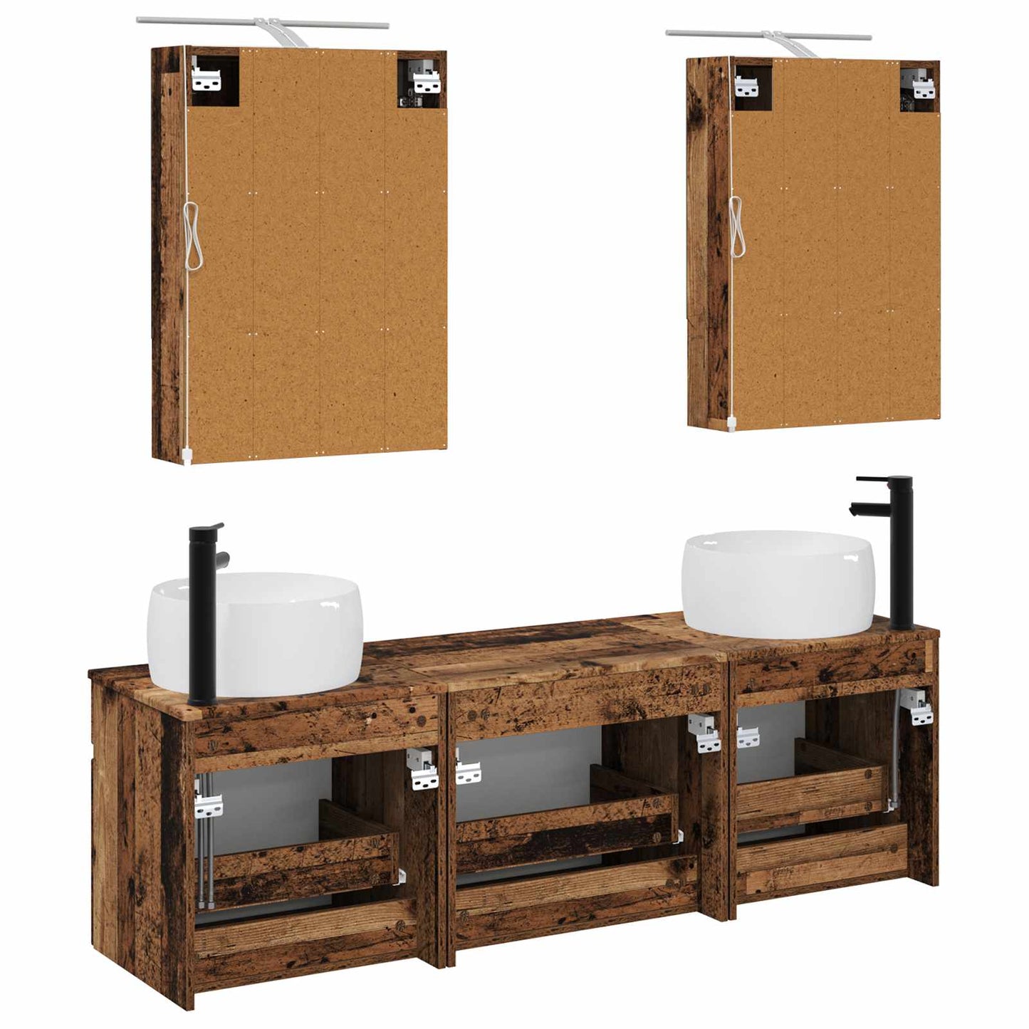 Bathroom Cabinet Set 5 pcs Old Wood 50 x 14.5 x 70 cm