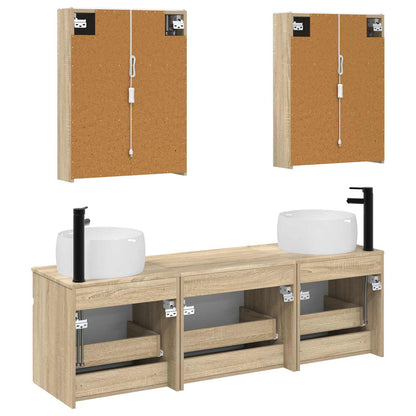Bathroom Cabinet Set 5 pcs Sonoma Oak 53 x 15.5 x 70 cm