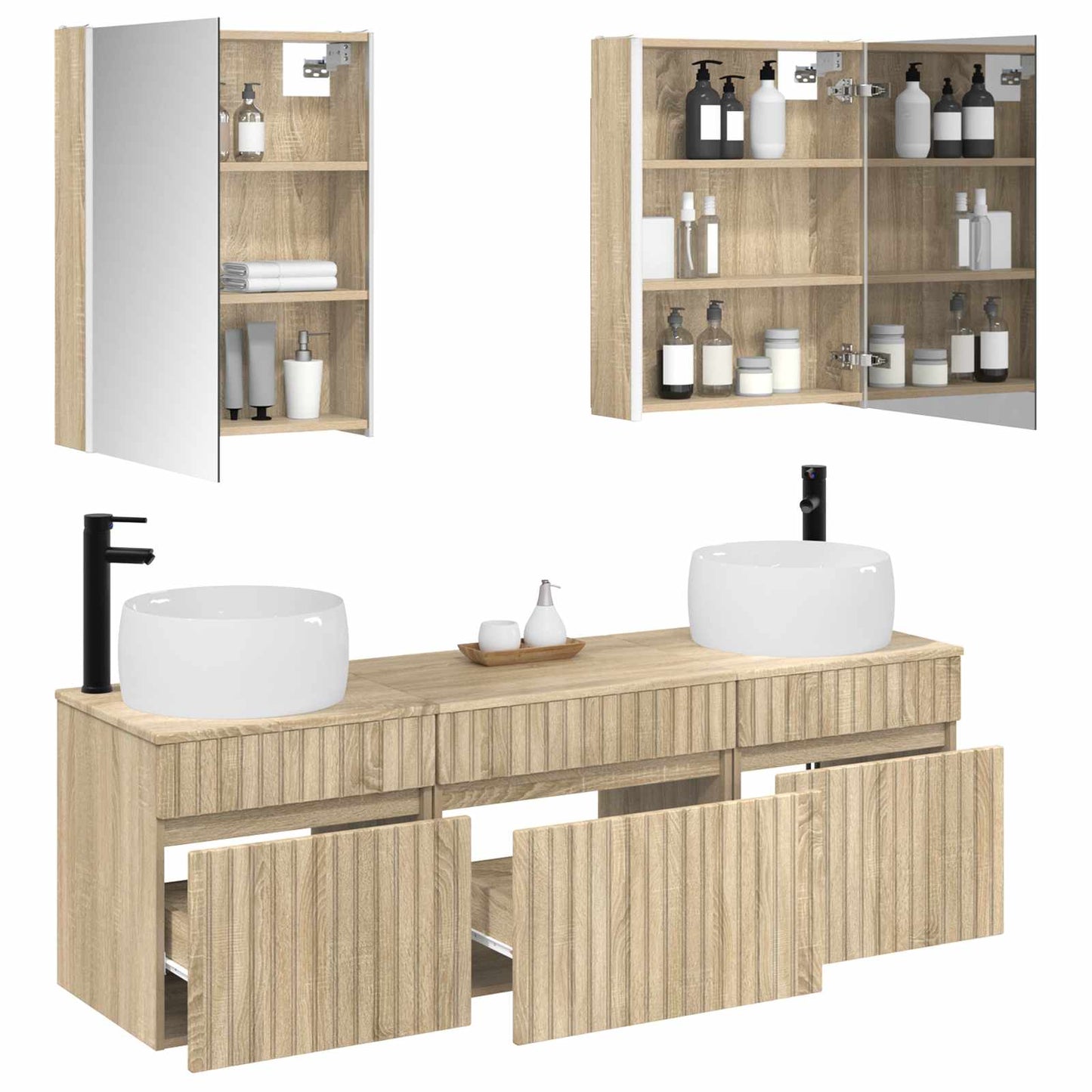 Bathroom Cabinet Set 5 pcs Sonoma Oak 53 x 15.5 x 70 cm