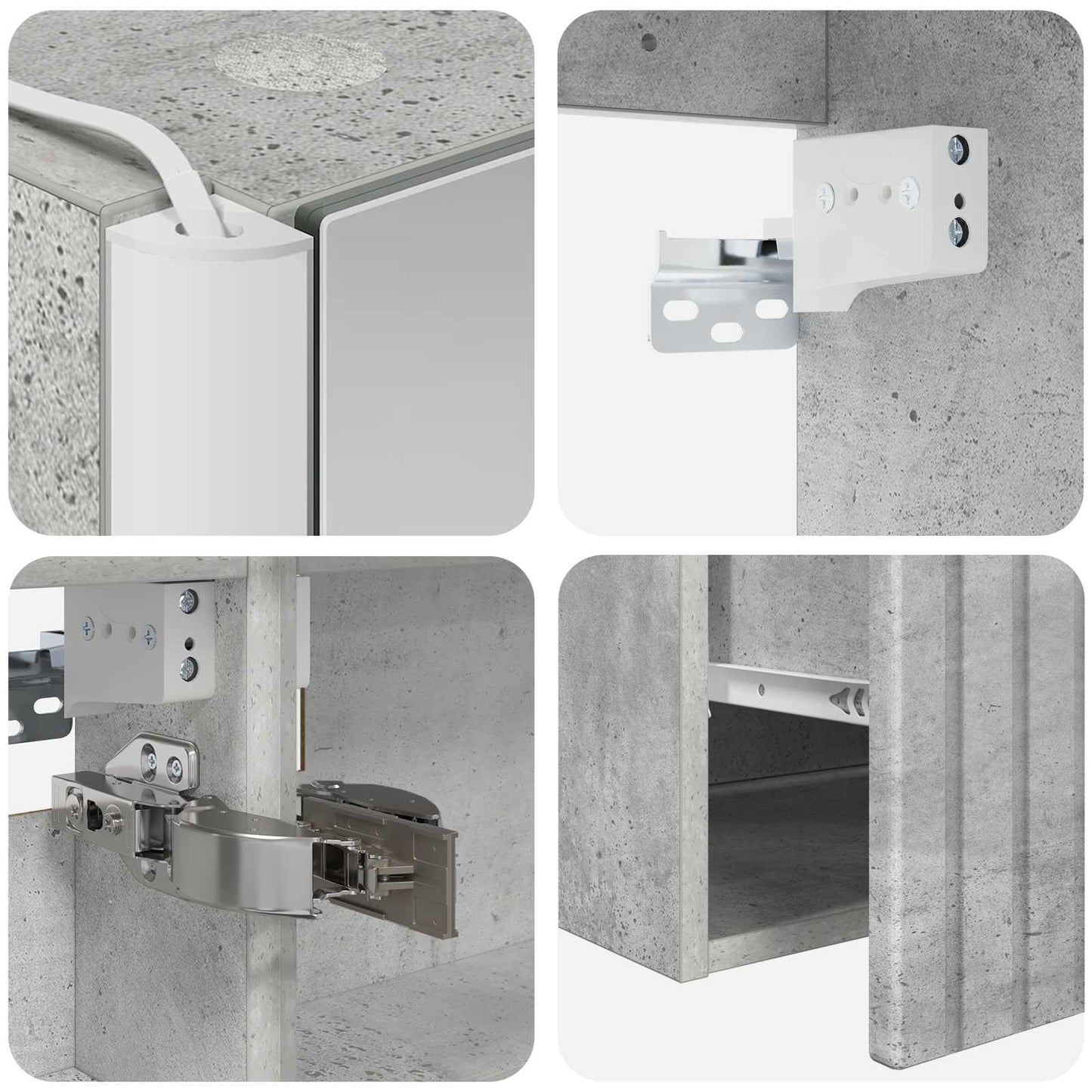 Bathroom Cabinet Set 5 pcs Concrete Grey 53 x 15.5 x 70 cm