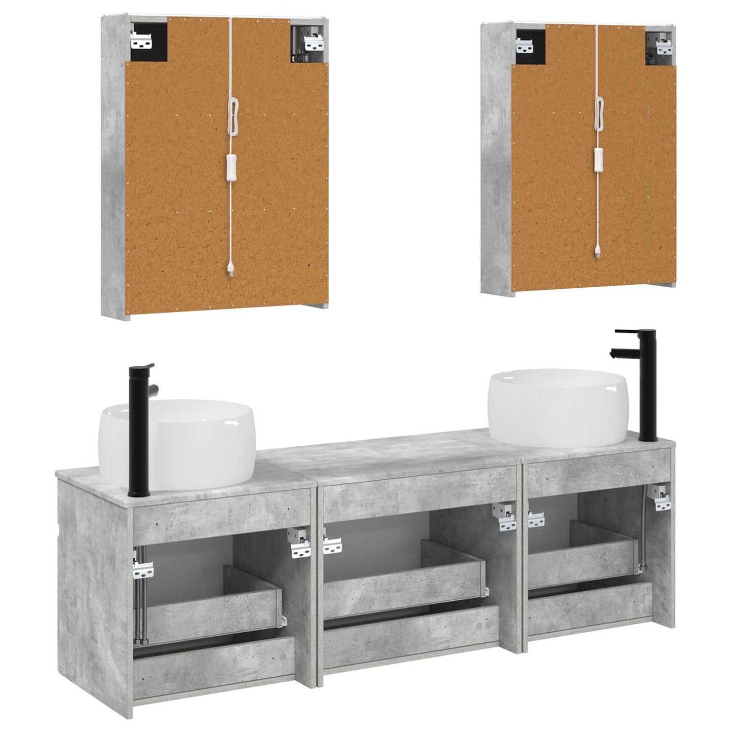 Bathroom Cabinet Set 5 pcs Concrete Grey 53 x 15.5 x 70 cm