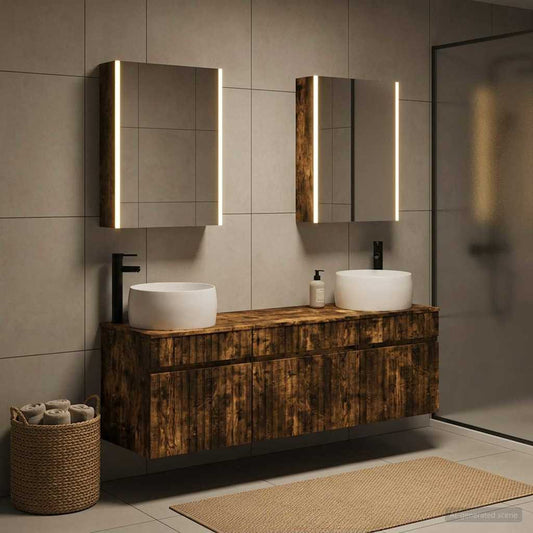 Bathroom Cabinet Set 5 pcs Smoked Oak 53 x 15.5 x 70 cm