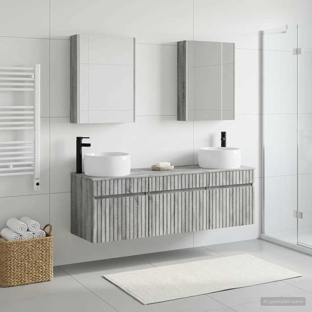 Bathroom Cabinet Set 5 pcs Grey Sonoma 53 x 15.5 x 70 cm