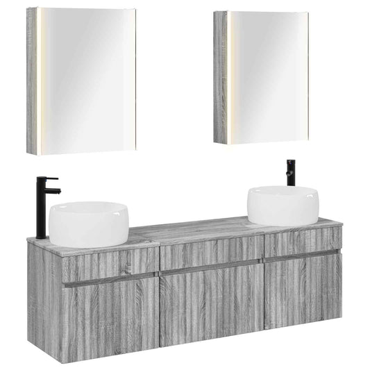 Bathroom Cabinet Set 5 pcs Grey Sonoma Engineered Wood