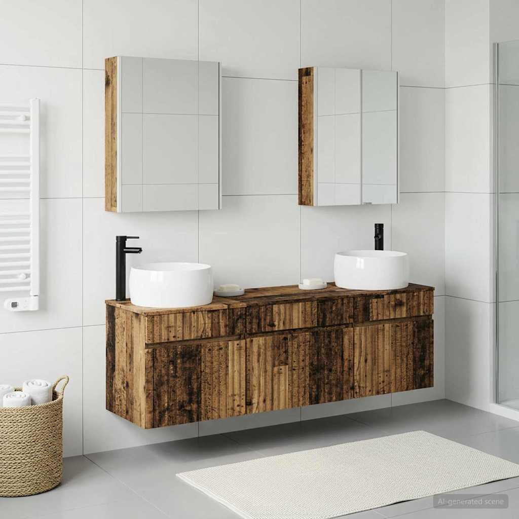 Bathroom Cabinet Set 5 pcs Old Wood 53 x 15.5 x 70 cm