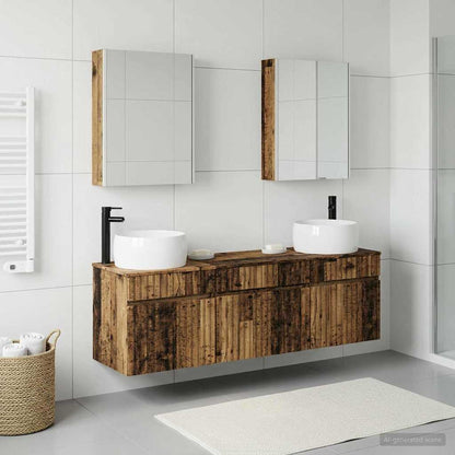 Bathroom Cabinet Set 5 pcs Old Wood 53 x 15.5 x 70 cm