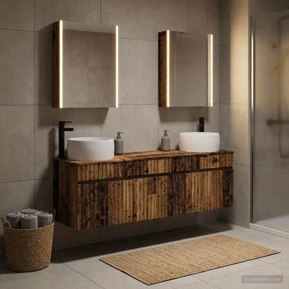 Bathroom Cabinet Set 5 pcs Old Wood 53 x 15.5 x 70 cm