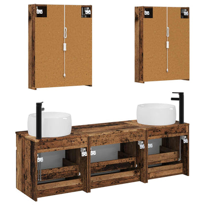 Bathroom Cabinet Set 5 pcs Old Wood 53 x 15.5 x 70 cm