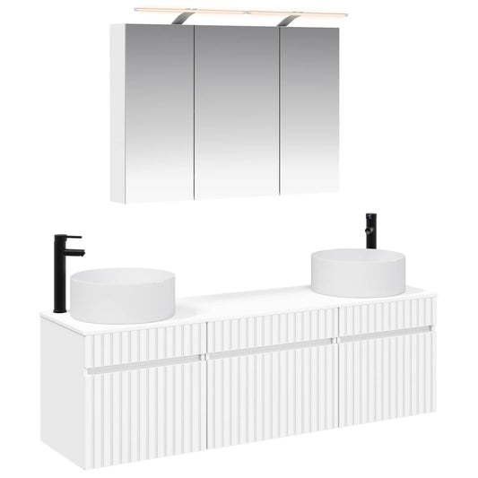 Bathroom Cabinet Set 4 pcs White Engineered Wood