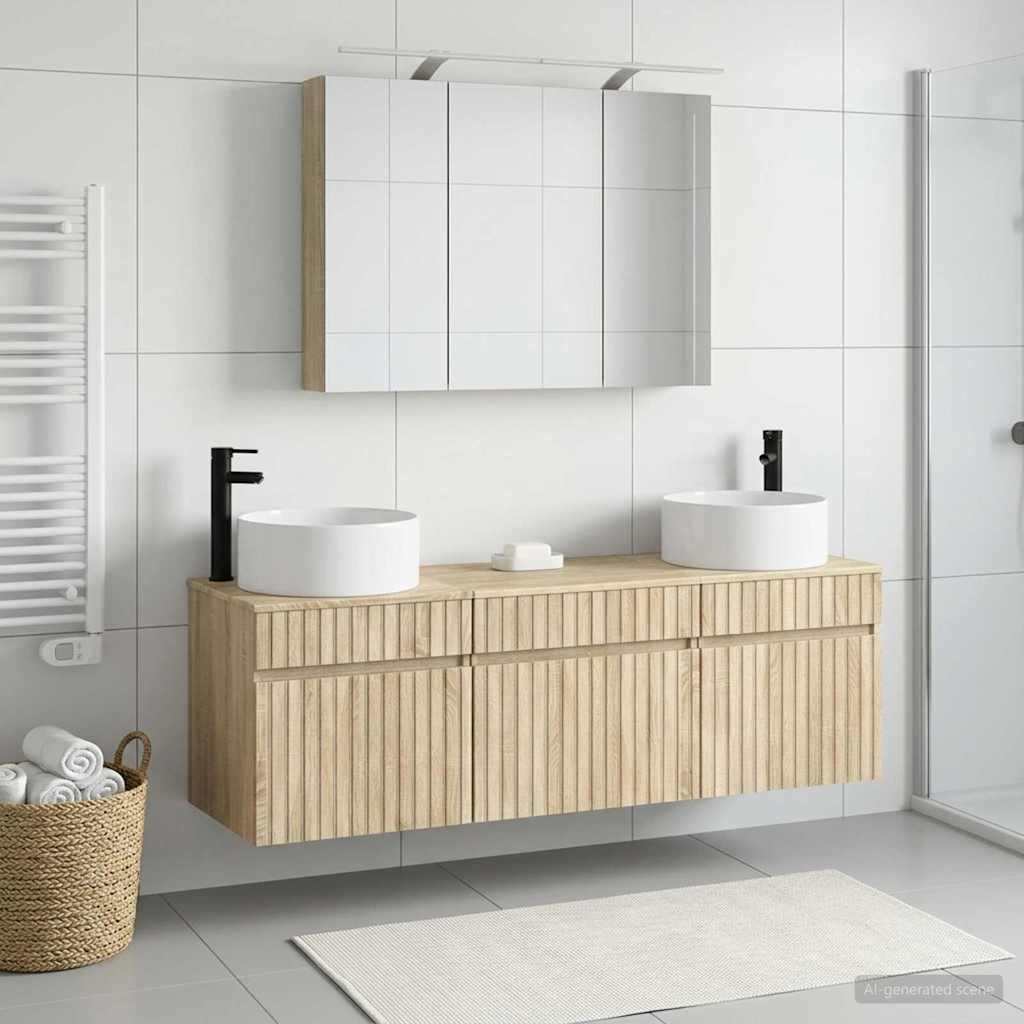 Bathroom Cabinet Set 4 pcs Sonoma Oak 100 x 14.5 x 70 cm