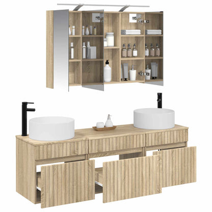 Bathroom Cabinet Set 4 pcs Sonoma Oak 100 x 14.5 x 70 cm