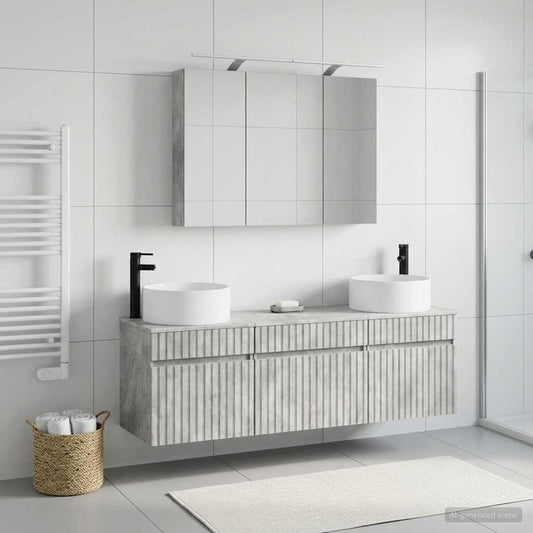 Bathroom Cabinet Set 4 pcs Concrete Grey 100 x 14.5 x 70 cm