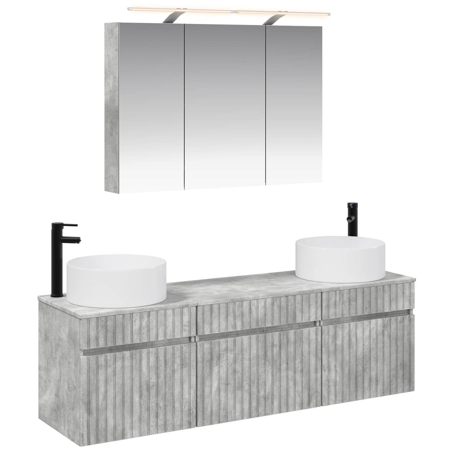 Bathroom Cabinet Set 4 pcs Concrete Grey 100 x 14.5 x 70 cm