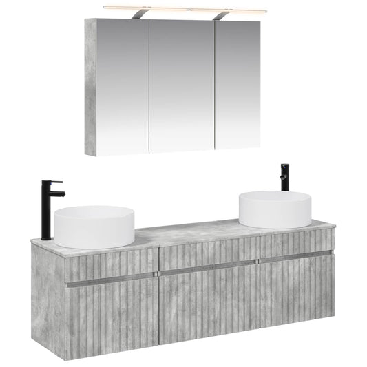 Bathroom Cabinet Set 4 pcs Concrete Grey Engineered Wood