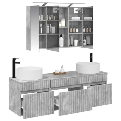 Bathroom Cabinet Set 4 pcs Concrete Grey 100 x 14.5 x 70 cm