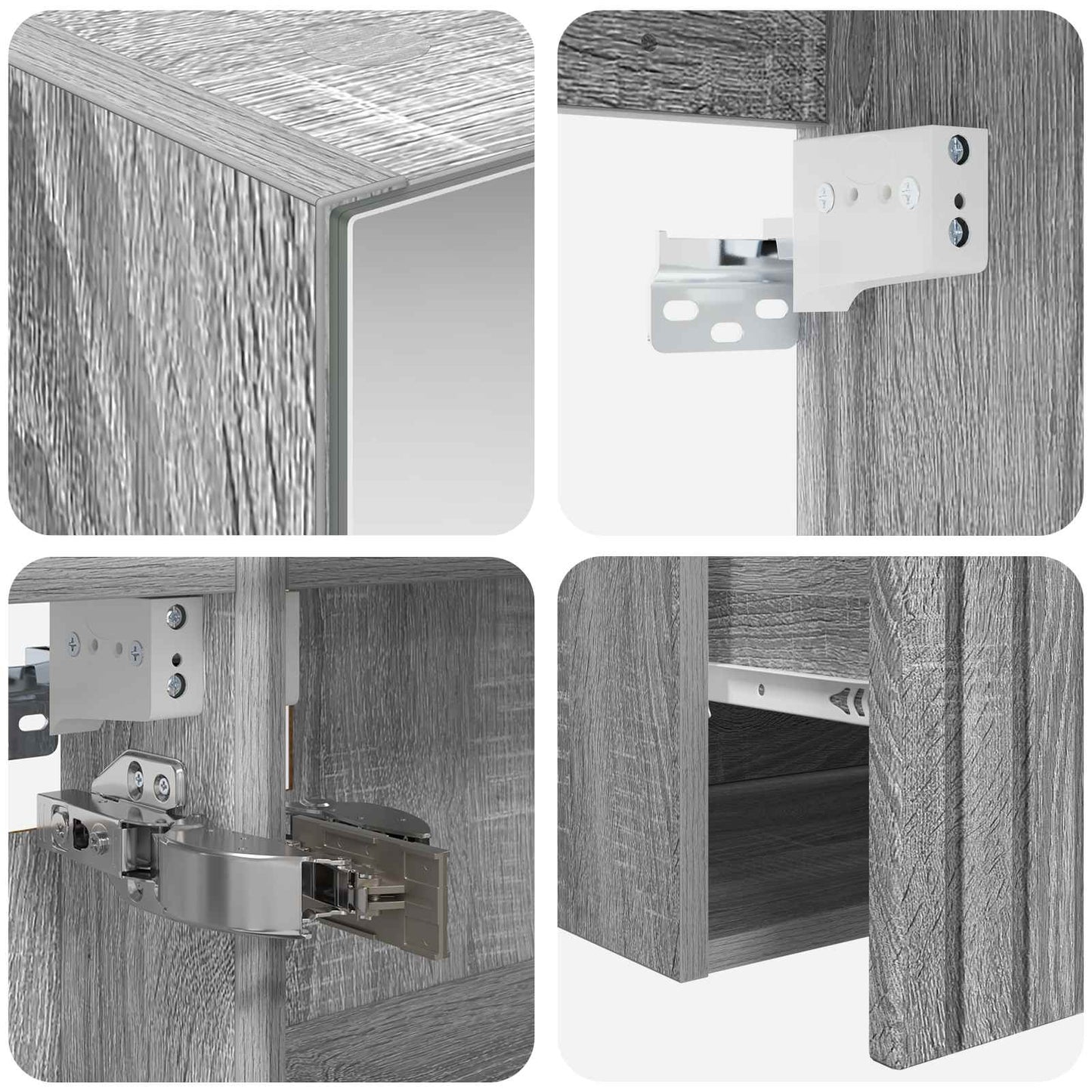 Bathroom Cabinet Set 4 pcs Grey Sonoma 100 x 14.5 x 70 cm