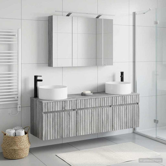 Bathroom Cabinet Set 4 pcs Grey Sonoma 100 x 14.5 x 70 cm