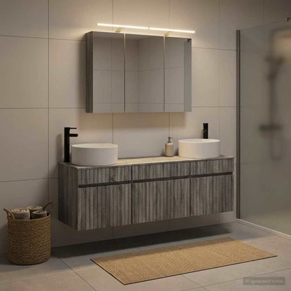 Bathroom Cabinet Set 4 pcs Grey Sonoma 100 x 14.5 x 70 cm