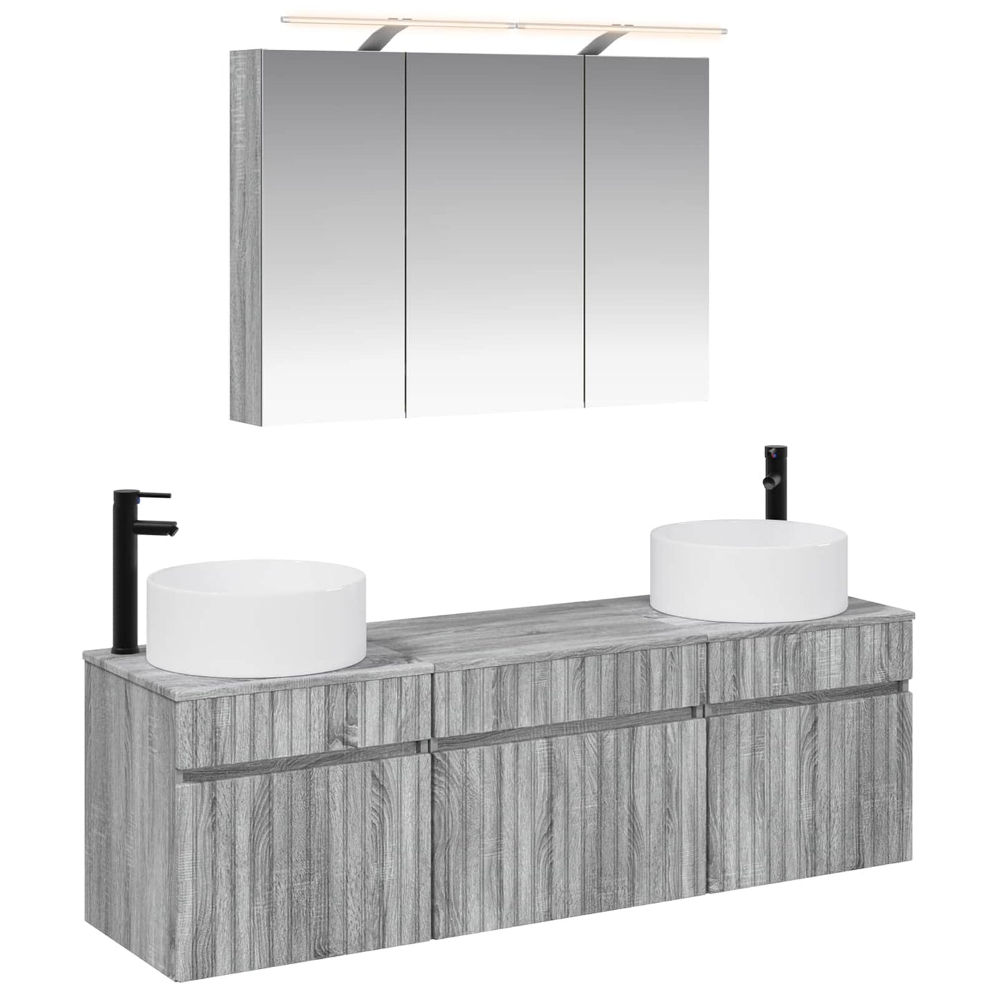 Bathroom Cabinet Set 4 pcs Grey Sonoma 100 x 14.5 x 70 cm