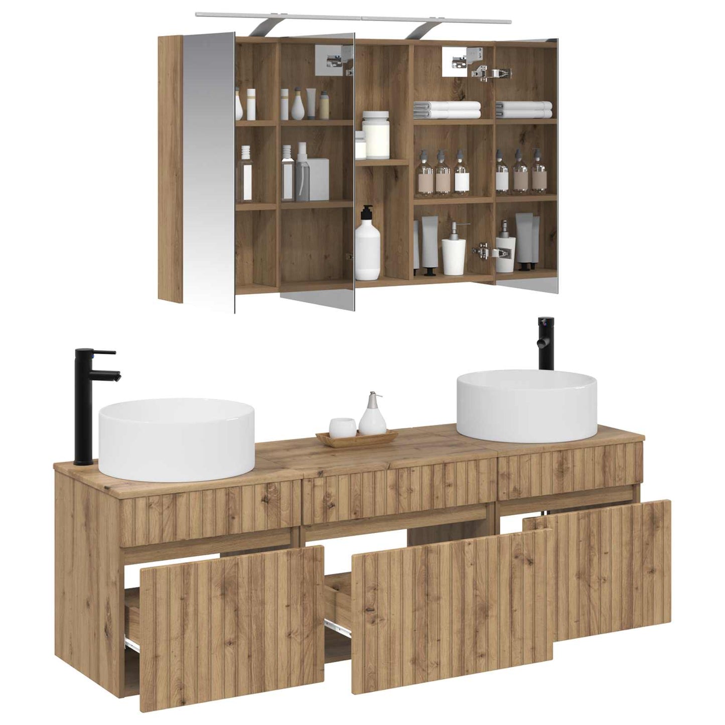 Bathroom Cabinet Set 4 pcs Artisan Oak 100 x 14.5 x 70 cm