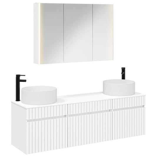 Bathroom Cabinet Set 4 pcs White 103.5 x 15.5 x 70 cm