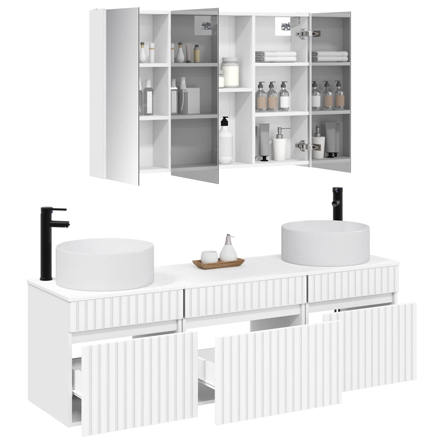Bathroom Cabinet Set 4 pcs White 103.5 x 15.5 x 70 cm