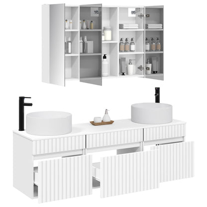 Bathroom Cabinet Set 4 pcs White 103.5 x 15.5 x 70 cm