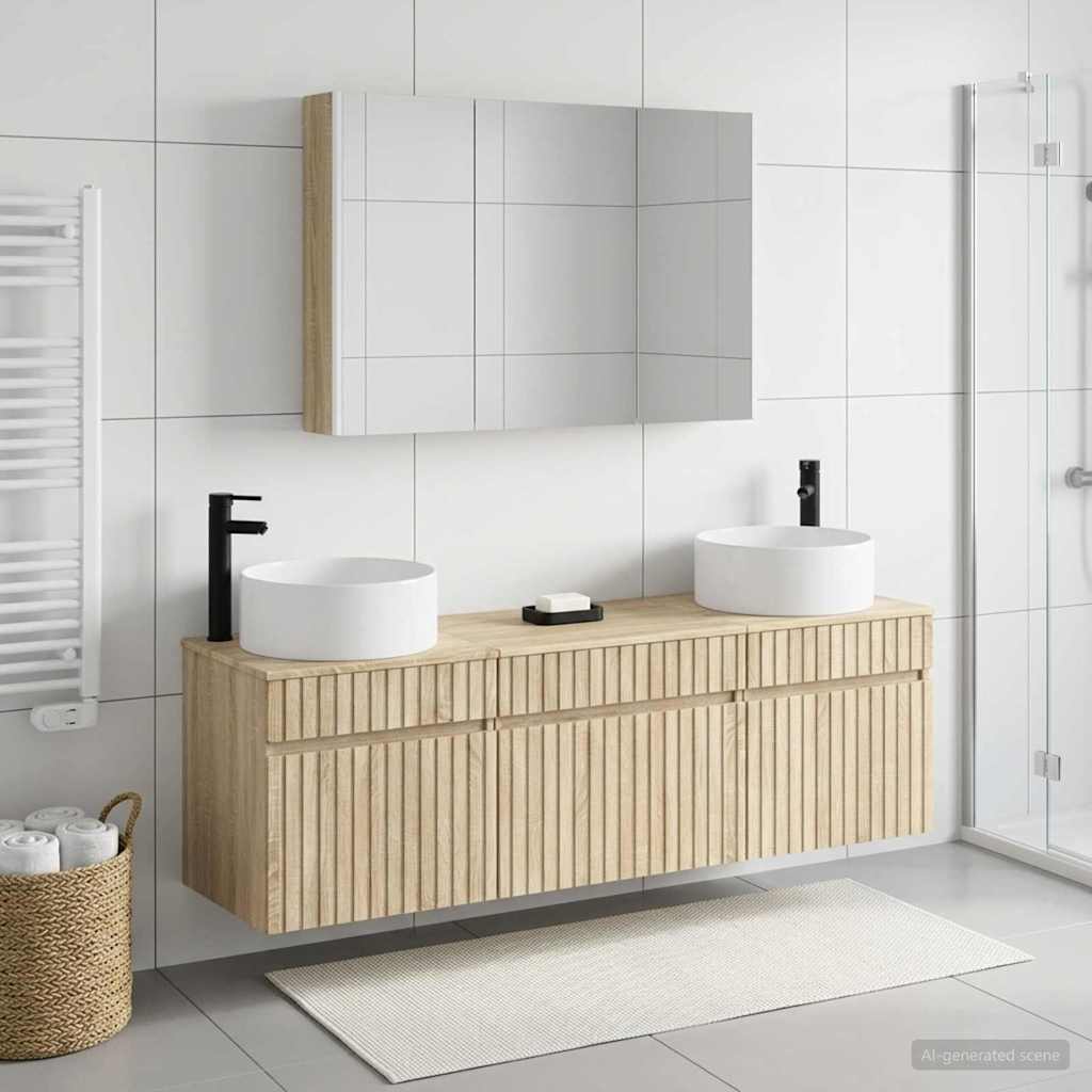 Bathroom Cabinet Set 4 pcs Sonoma Oak 103.5 x 15.5 x 70 cm