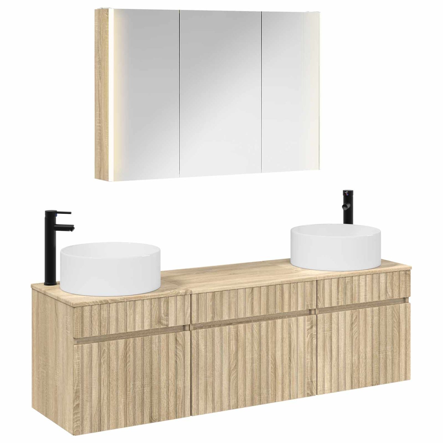 Bathroom Cabinet Set 4 pcs Sonoma Oak 103.5 x 15.5 x 70 cm