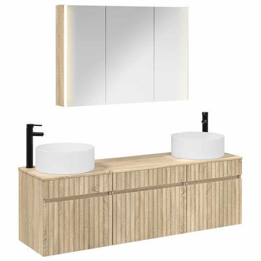 Bathroom Cabinet Set 4 pcs Sonoma Oak 103.5 x 15.5 x 70 cm