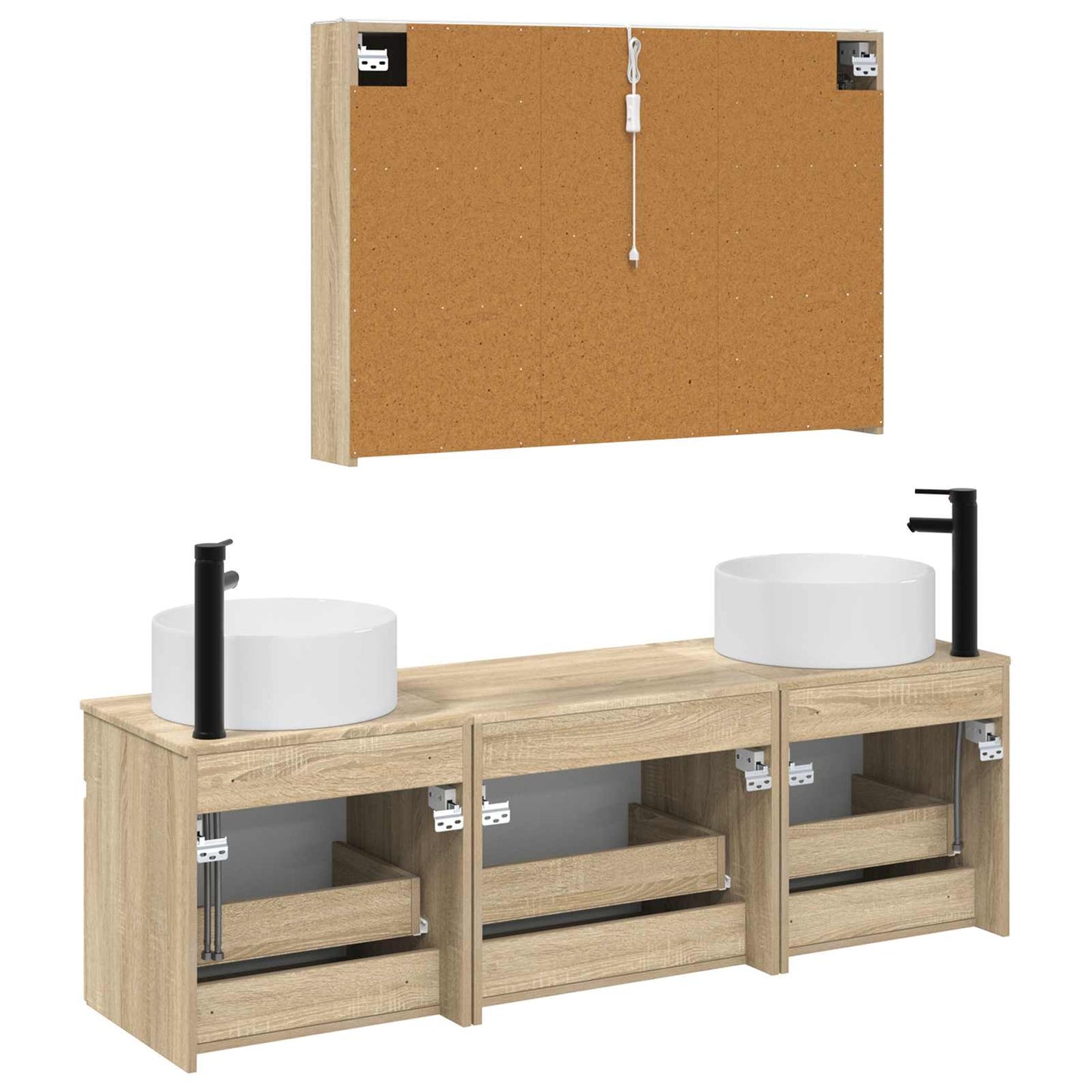 Bathroom Cabinet Set 4 pcs Sonoma Oak 103.5 x 15.5 x 70 cm
