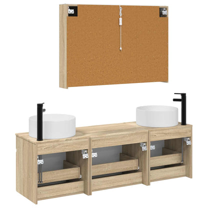Bathroom Cabinet Set 4 pcs Sonoma Oak 103.5 x 15.5 x 70 cm