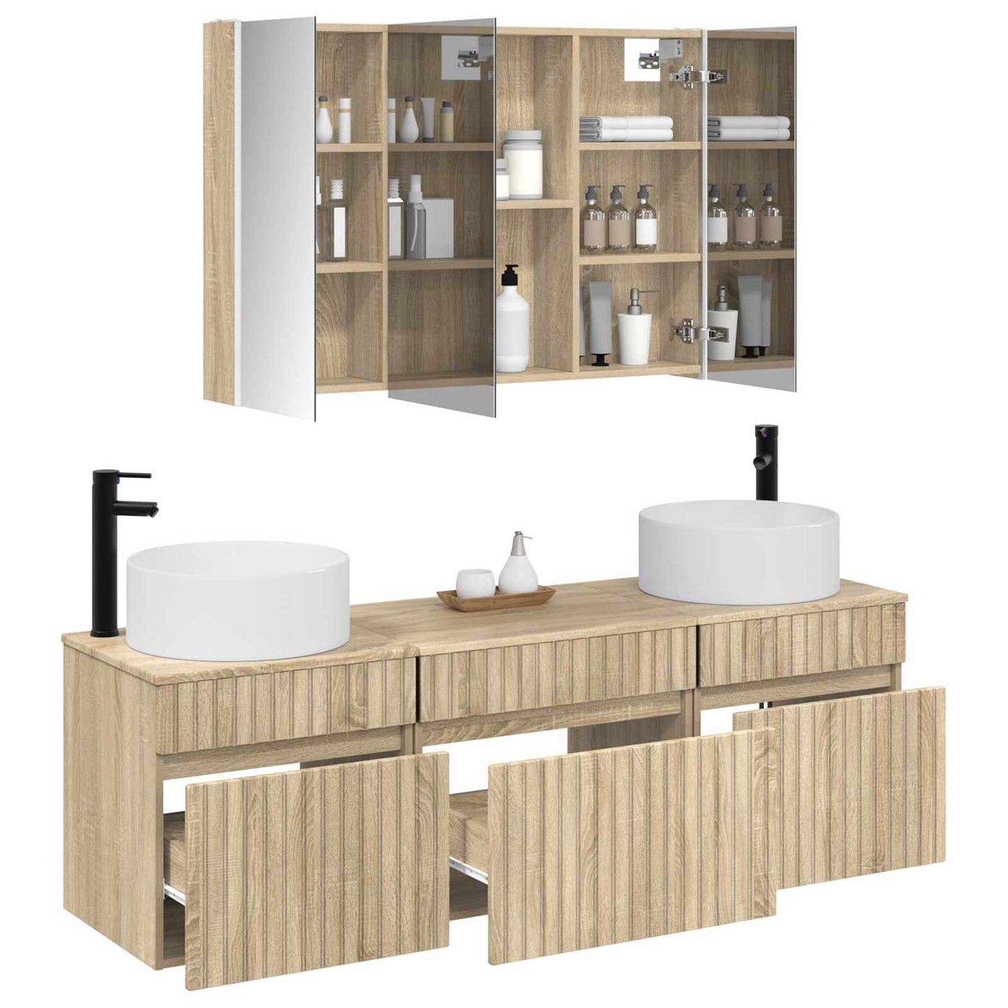 Bathroom Cabinet Set 4 pcs Sonoma Oak 103.5 x 15.5 x 70 cm