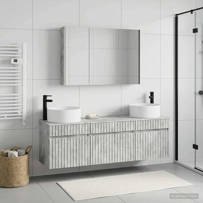 Bathroom Cabinet Set 4 pcs Concrete Grey 103.5 x 15.5 x 70 cm